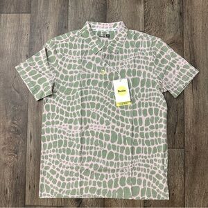 Duvin Design Beach Club Featherweight Golf Gator Polo Men’s Size M Green Pink